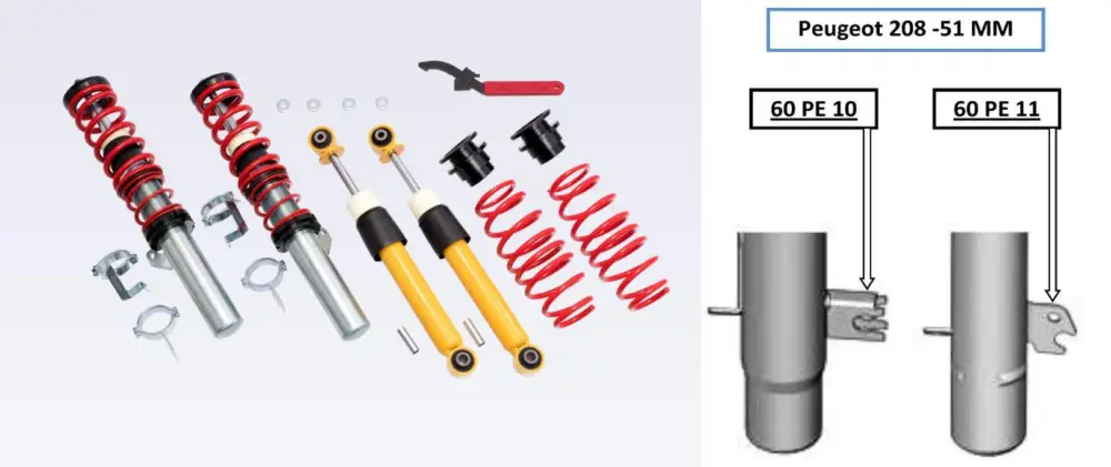Preis Gesenkt V-Maxx Gewindefahrwerk Fahrwerk für Peugeot 208 Ø51 C 1.0/1.2/1.2THP/1.4GPL