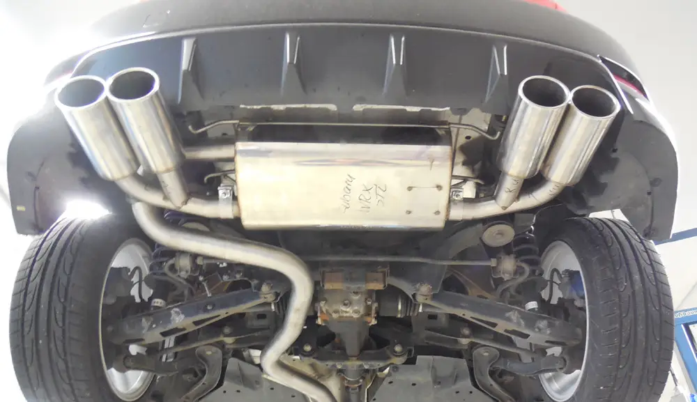 Neue Ware Fox Duplex Auspuff Sportauspuff Komplettanlage für Subaru Impreza GHD Schrägheck