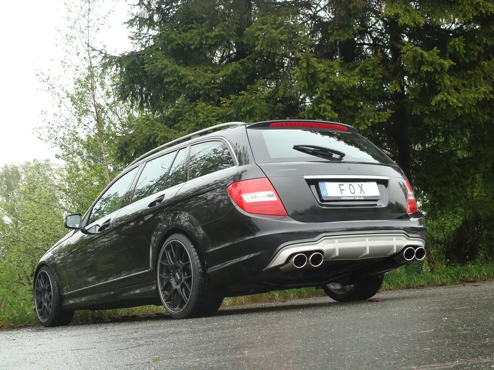 Neu Im Sortiment Fox Duplex Auspuff Sportauspuff Endschalldämpfer für Mercedes C-Klasse W204 S204