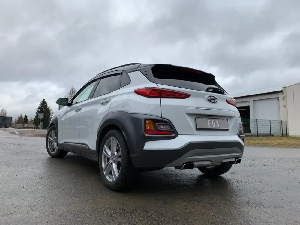 Nur Heute Fox Duplex Auspuff Sportauspuff Endschalldämpfer für Hyundai Kona 1.6l 130kW