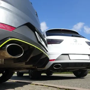 Billig Fox Duplex Auspuff Sportauspuff Halbanlage für Seat Leon ST 5F Cupra 4x4 ab OPF