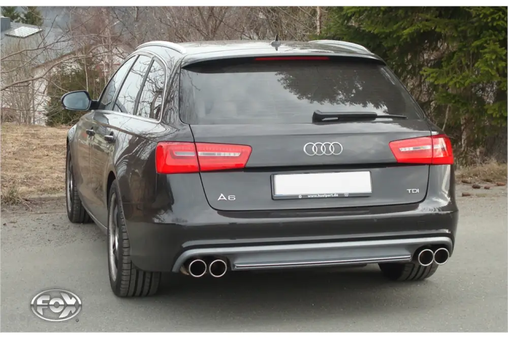 Bestpreis Fox Duplex Auspuff Sportauspuff Endschalldämpfer für Audi A6 4G 2,0l TFSI + 2.8l