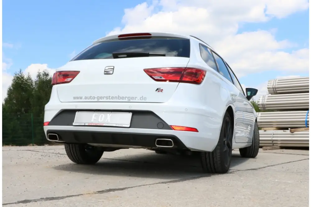 Aktuell Fox Duplex Auspuff Sportauspuff Endschalldämpfer für Seat Leon 5F ST StarreAchse