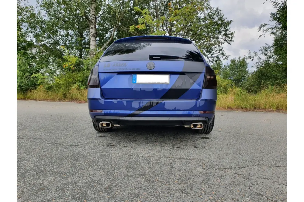 Sichere Zahlung Fox Duplex Auspuff Sportauspuff Endschalldämpfer für Skoda Octavia 5E 4x4 2,0l