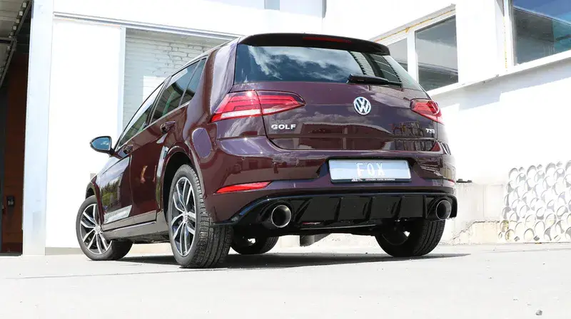 Abverkauf Fox VW Golf VII Facelift starre Hinterachse - Einsatz schwarz Endschalldämpfer rechts/links - 1x114 Typ 25 rechts/links inkl. Heckeinsatz schwarz lackiert