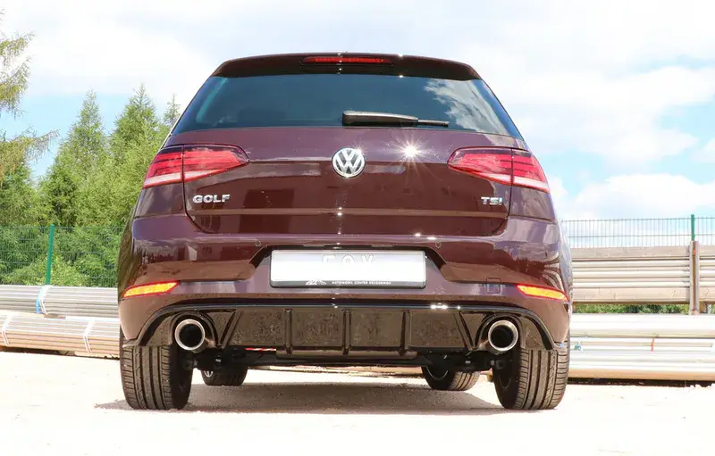 Fox VW Golf VII Facelift starre Hinterachse - Einsatz schwarz Endschalldämpfer rechts/links - 1x100 Typ 25 rechts/links inkl. Heckeinsatz schwarz lackiert Geprüft