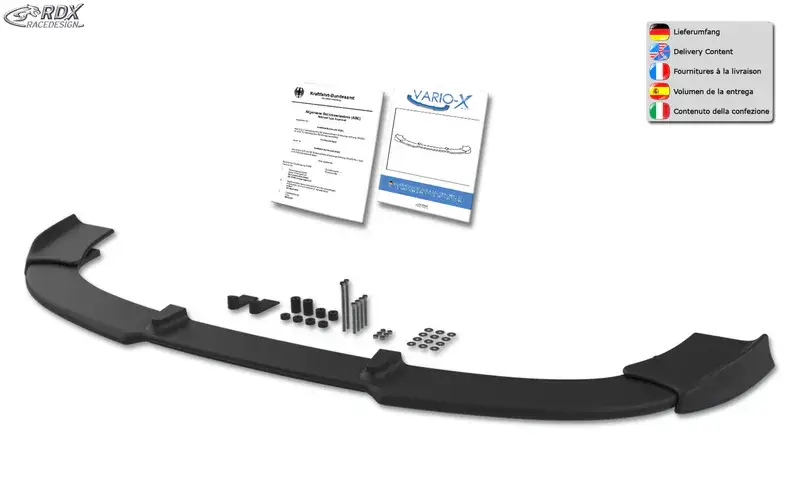 Echt RDX Frontspoiler VARIO-X für BMW 5er E60 / E61 2007+ (M-Technik Frontstoßstange) Frontlippe Front Ansatz Vorne Spoilerlippe