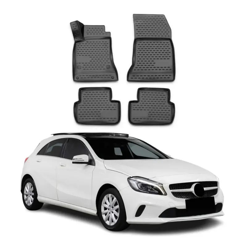 Preiswert OMAC Gummimatten Fußmatten für Mercedes A Klasse W176 2012-2018 TPE Schwarz 4x