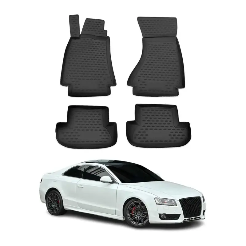 OMAC Gummimatten Fußmatten für Audi A5 Cabriolet Coupe 2009-16 TPE Schwarz 4tlg Sale