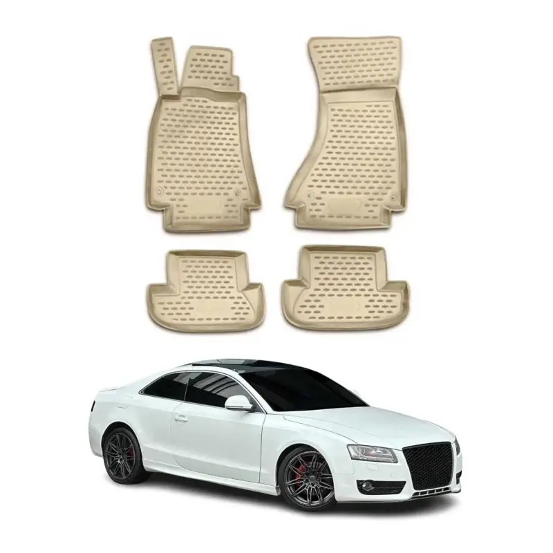 Meistverkauft OMAC Gummimatten Fußmatten für Audi A5 Cabriolet Coupe 8T3 8F7 2007-2017 Beige