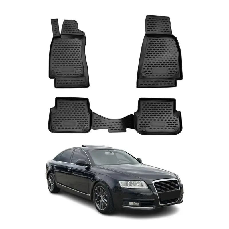 OMAC Gummimatten Fußmatten für Audi A6 Limousine Allroad Avant 2008-2011 Schwarz Geprüft
