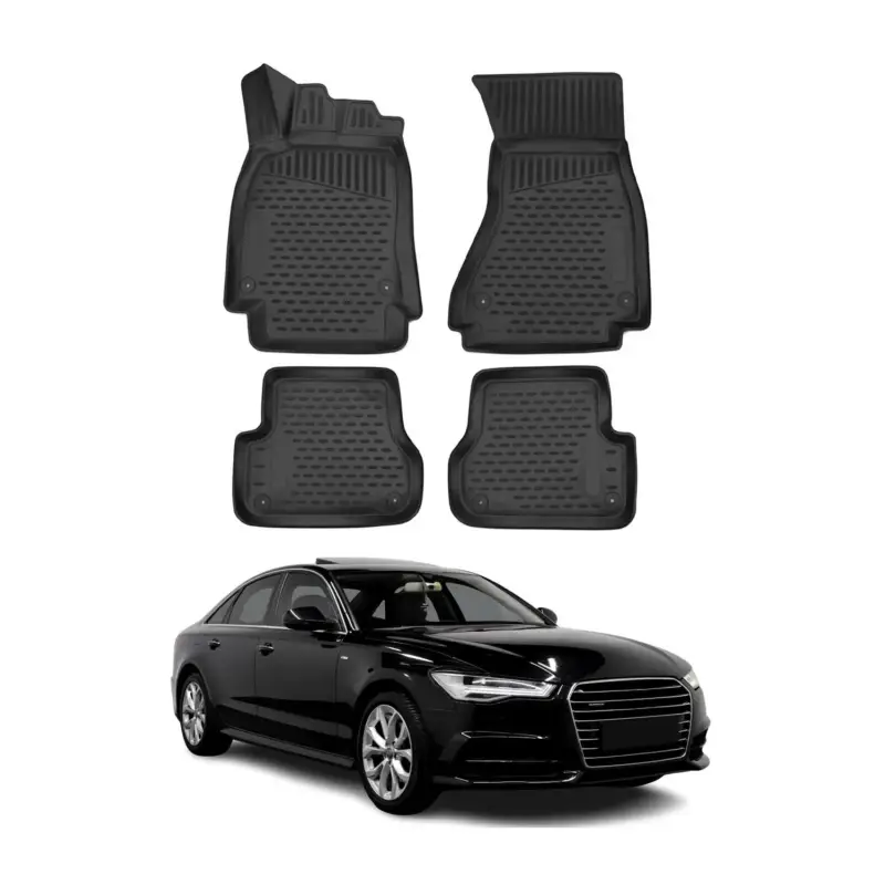 OMAC Gummimatten Fußmatten für Audi A6 C7 2011-2018 TPE Automatten Schwarz 4x Zertifiziert