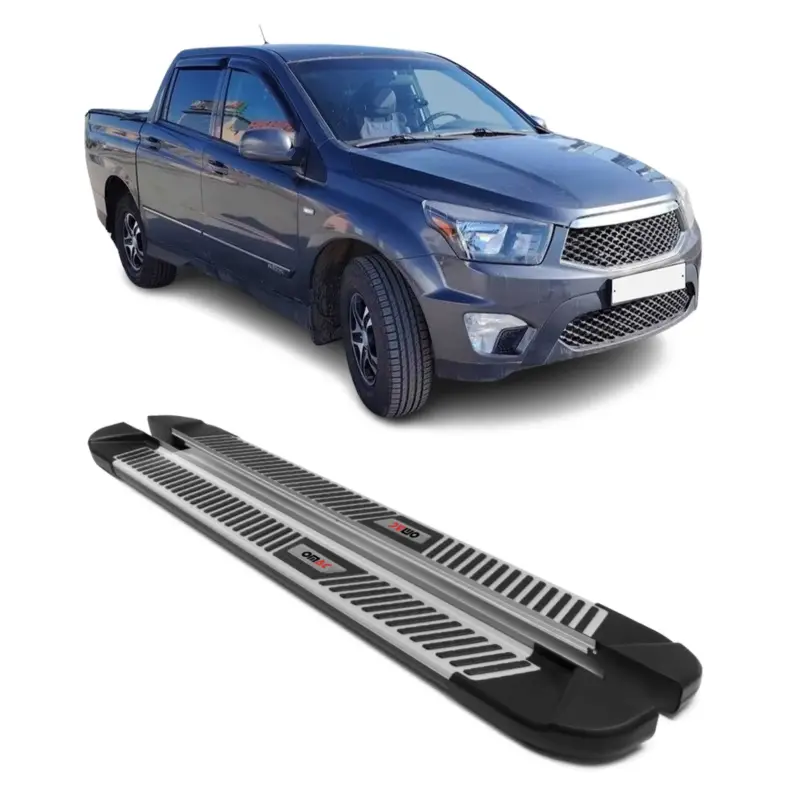 Trittbretter Seitenbretter Schweller für Ssangyong Actyon Sports Alu Schwarz Top-Seller