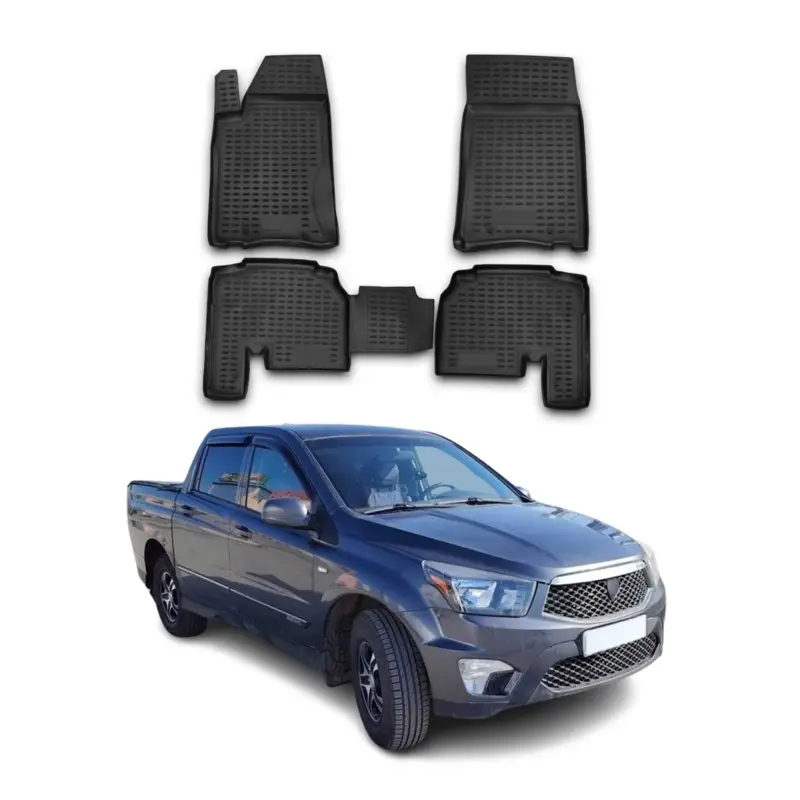 Markenprodukt OMAC Gummimatten Fußmatten für Ssangyong Actyon Sports 2012-2021 TPE Schwarz 4x