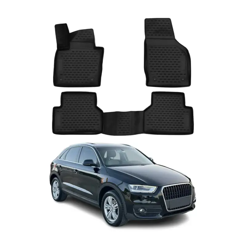 Schnäppchen OMAC Gummimatten Fußmatten für Audi Q3 8U 2011-2018 TPE Automatten Schwarz 4x