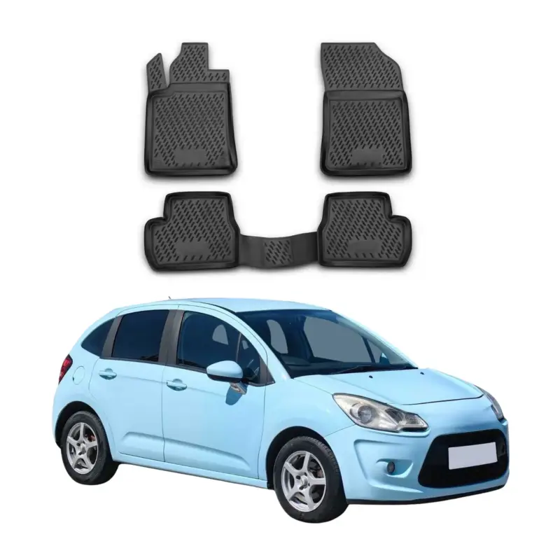 Begrenztes Angebot OMAC Gummimatten Fußmatten für Citroen C3 DS3 2009-2015 TPE Automatte Schwarz 4x