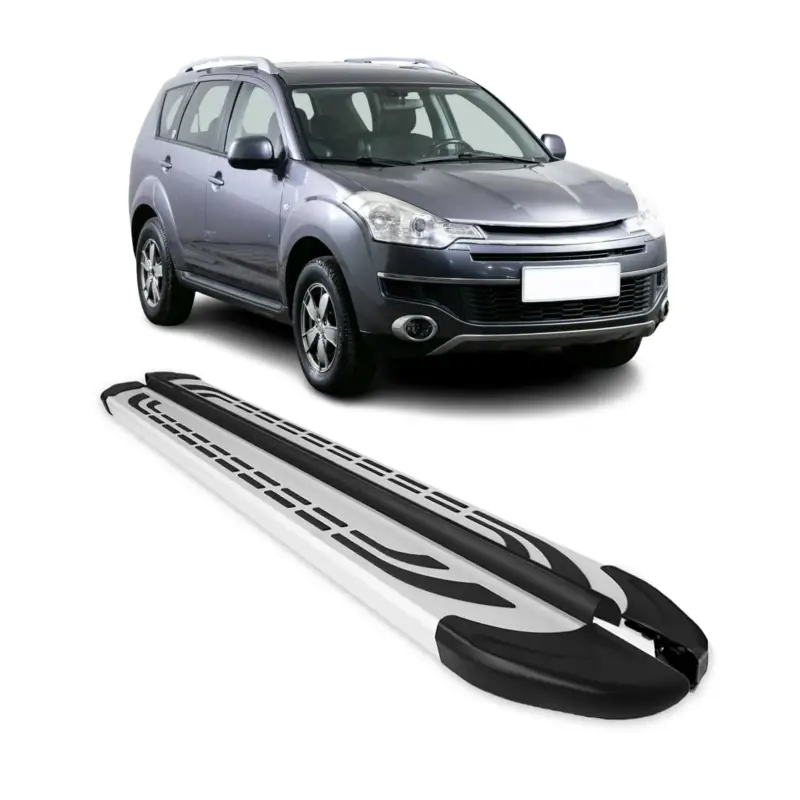 Trittbretter Seitenschweller für Citroen C-Crosser 2007-2013 Alu Silber 2 tlg Billig