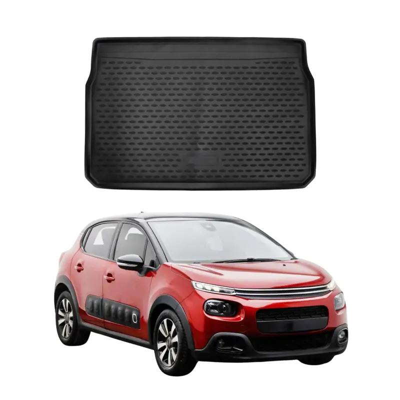 Kofferraummatte Kofferraumwanne für Citroen C3 2016-2024 Gummi TPE Schwarz Beliebt