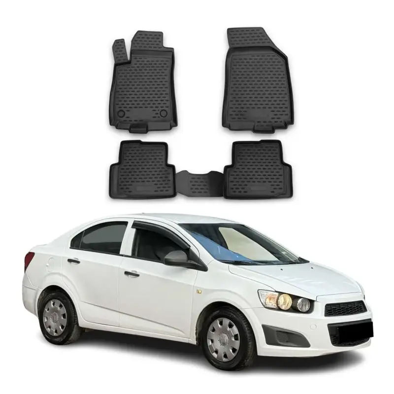 OMAC Gummimatten Fußmatten für Chevrolet Aveo T300 2012-2021 TPE Schwarz 4x Abverkauf