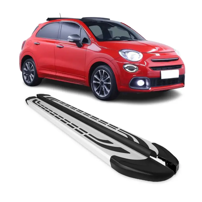 Trittbretter Seitenschweller Seitenbretter für Fiat 500X 2014-2021 Alu Grau Nur Heute