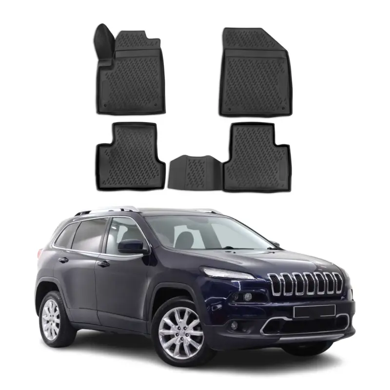 Neue Kollektion OMAC Gummimatten Fußmatten für Jeep Cherokee 2014-2024 TPE Automatten Schwarz 4x