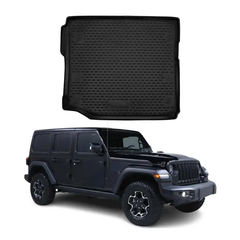 Solange Der Vorrat Reicht Kofferraummatte Kofferraumwanne für Jeep Wrangler 2018-2020 Gummi TPE Schwarz