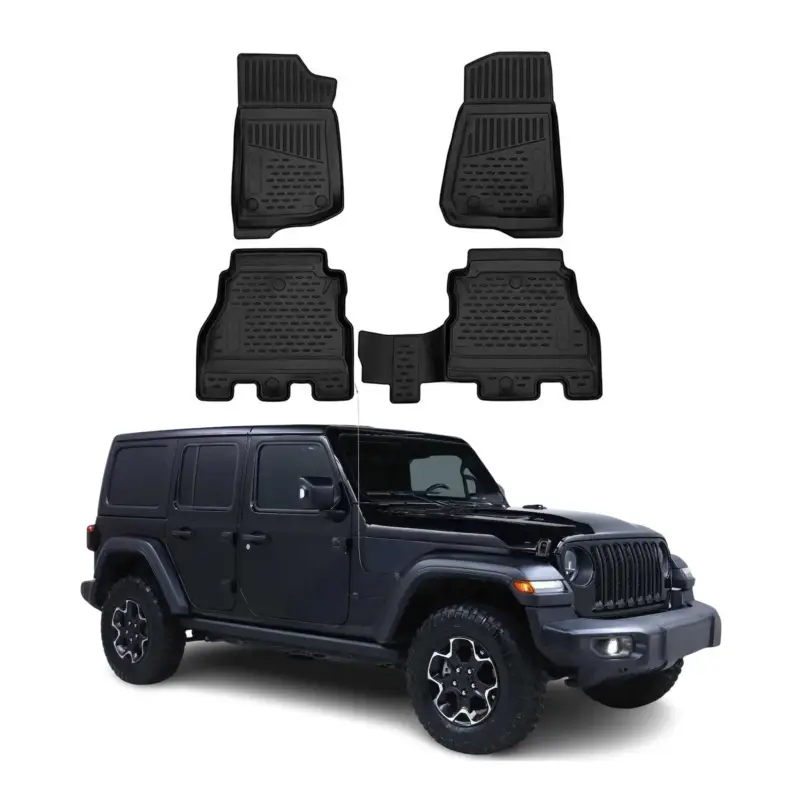 Abverkauf OMAC Gummimatten Fußmatten für Jeep Wrangler 2018-2026 TPE Schwarz 4tlg