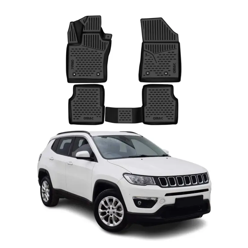 OMAC Gummimatten Fußmatten für Jeep Compass 2017-2025 TPE Automatten Schwarz 4x Schnäppchen