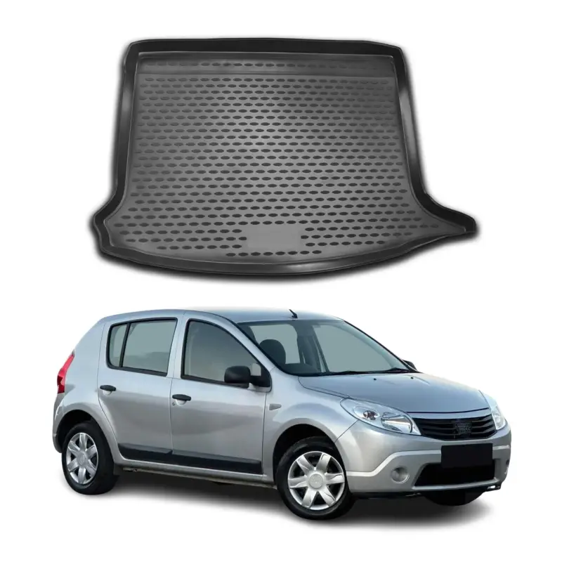 Kofferraummatte Kofferraumwanne für Dacia Sandero 2008-2012 Gummi TPE Schwarz Geprüft