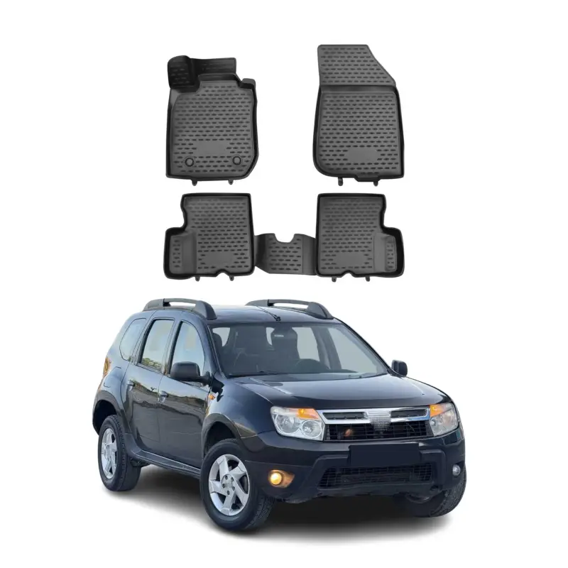 Markenware OMAC Gummimatten Fußmatten für Dacia Duster 2010-2016 2WD TPE Matten Schwarz 4x