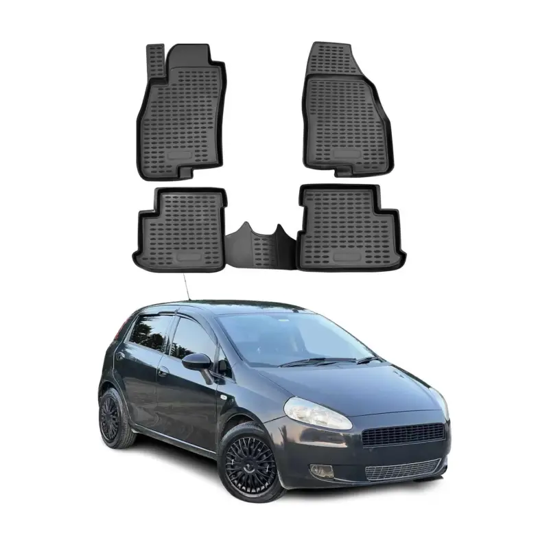 OMAC Gummimatten Fußmatten für Fiat Grande Punto 2005-2012 TPE Matten Schwarz 4x Meistverkauft