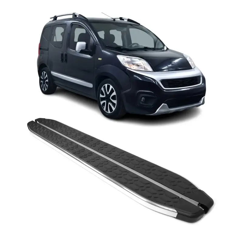 Trittbretter Seitenschweller für Fiat Fiorino Qubo 2006-2021 Stahl Schwarz Grau Neu Im Sortiment
