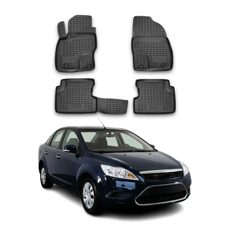 Schneller Versand OMAC Gummimatten Fußmatten für Ford Focus mk2 2004-2011 TPE Schwarz 4x