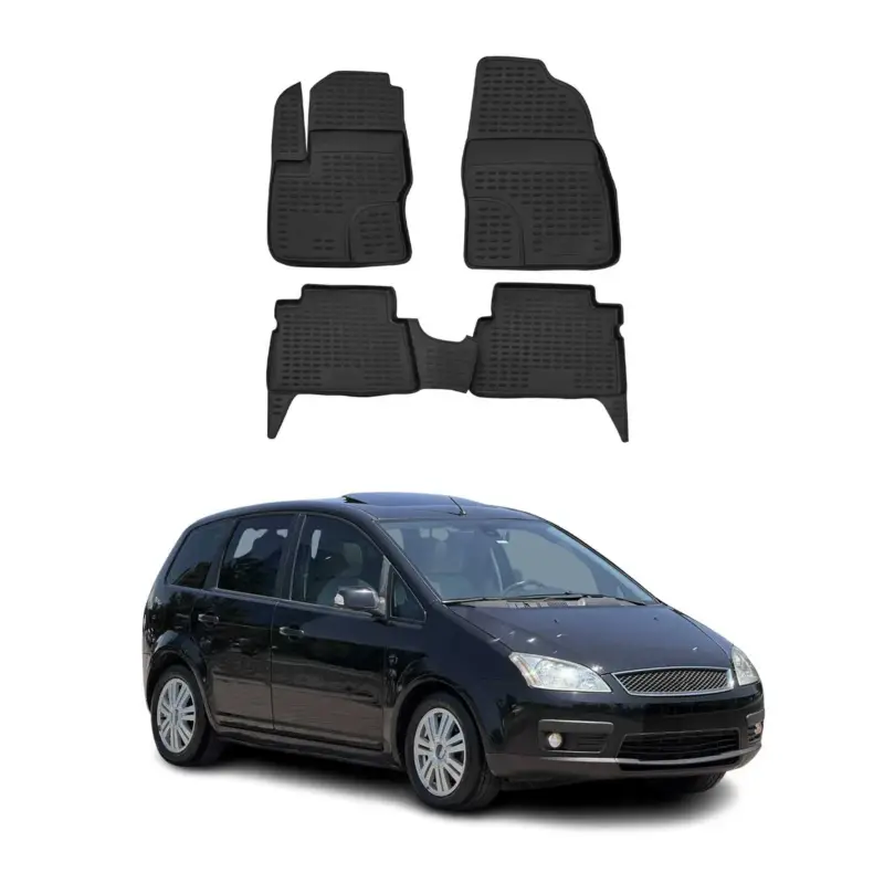 Sonderangebot OMAC Gummimatten Fußmatten für Ford C-Max 2003-2010 TPE Automatten Schwarz 4x