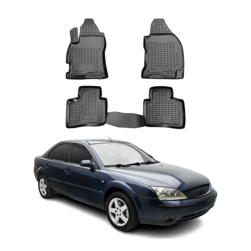 Highlight OMAC Gummimatten Fußmatten für Ford Mondeo mk3 2000-2007 Automatten Schwarz 4x