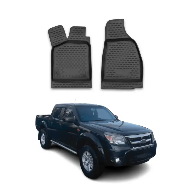 Ausverkauf OMAC Gummimatten Fußmatten für Ford Ranger 2007-2012 TPE Automatten Schwarz 2x