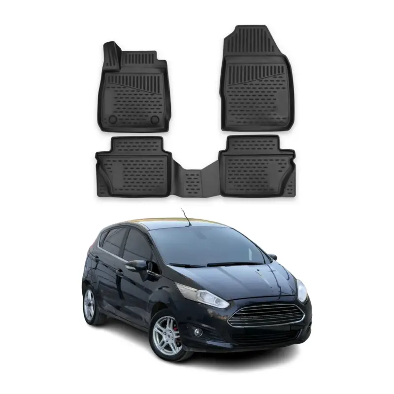 OMAC Gummimatten Fußmatten für Ford Fiesta 4tür 2008-2017 TPE Matten Schwarz 4x Bestpreis