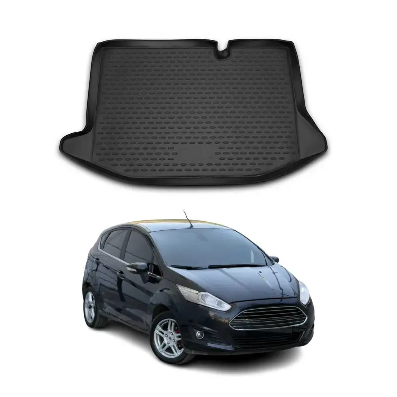 Rabatt Kofferraummatte Kofferraumwanne für Ford Fiesta VI 2011-2018 Gummi TPE Schwarz