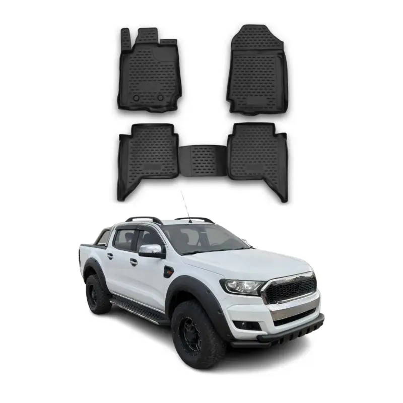 Preis Gesenkt OMAC Gummimatten Fußmatten für Ford Ranger 2012-2022 DoubleCab Schwarz
