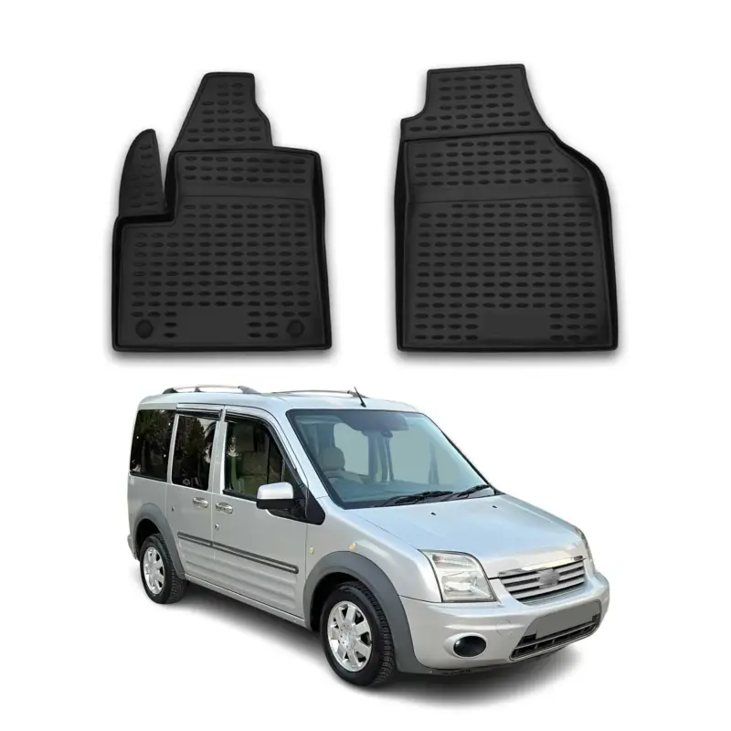 OMAC Gummimatten Fußmatten für Ford Transit Connect 2002-2013 TPE Schwarz 2x Sale