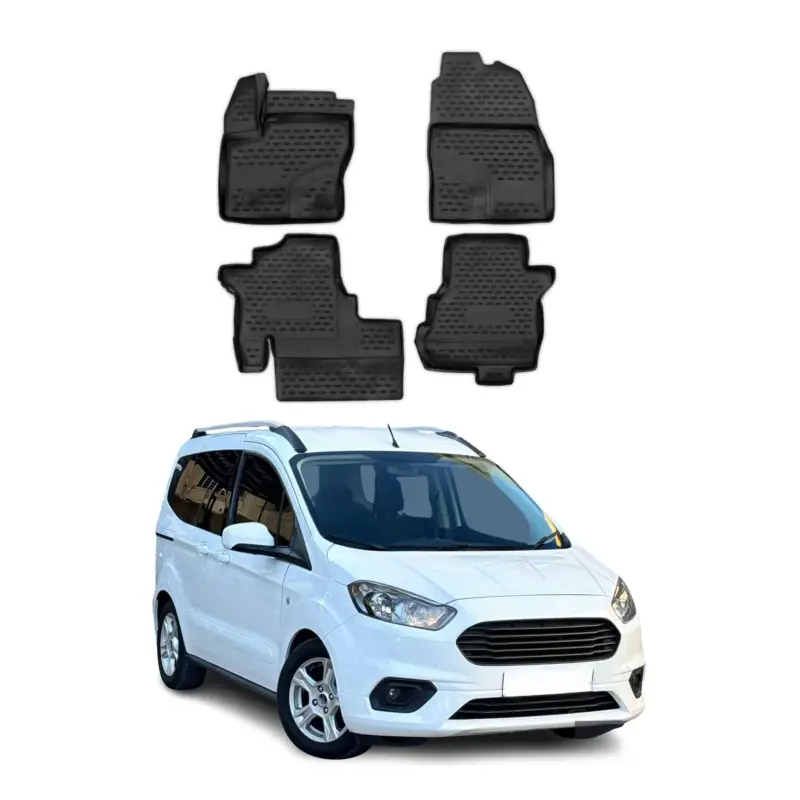 Billig OMAC Gummimatten Fußmatten für Ford Tourneo Courier 2014-2024 TPE Schwarz 4x