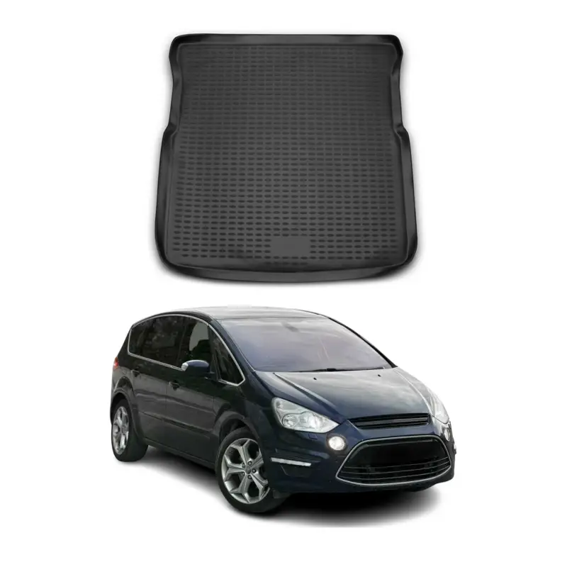 Kofferraummatte Kofferraumwanne für Ford S-Max 2006-2015 Gummi TPE Schwarz Markenprodukt