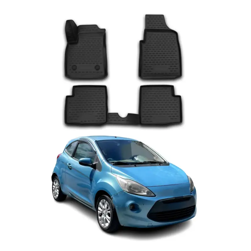 Online Kaufen OMAC Gummimatten Fußmatten für Ford Ka 2008-2021 TPE Automatten Schwarz 4x