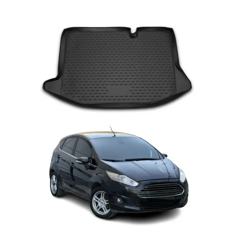 Rabatt Kofferraummatte Kofferraumwanne für Ford Fiesta VI 2011-2018 Gummi TPE Schwarz