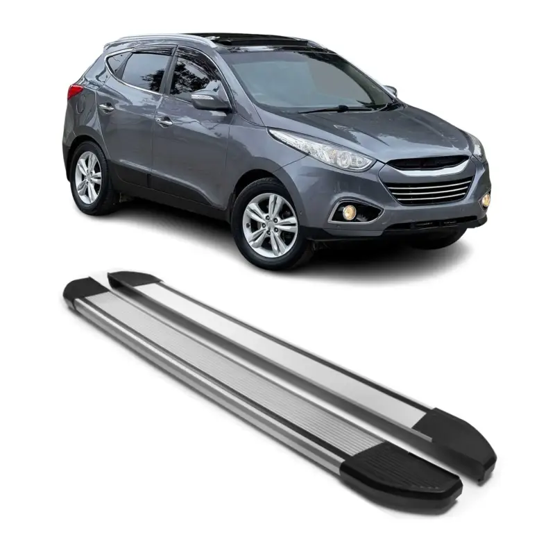 Versand Am Gleichen Tag Aluminium Seitenschweller Trittbretter für Hyundai ix35 2010-2015 Silber 2tlg