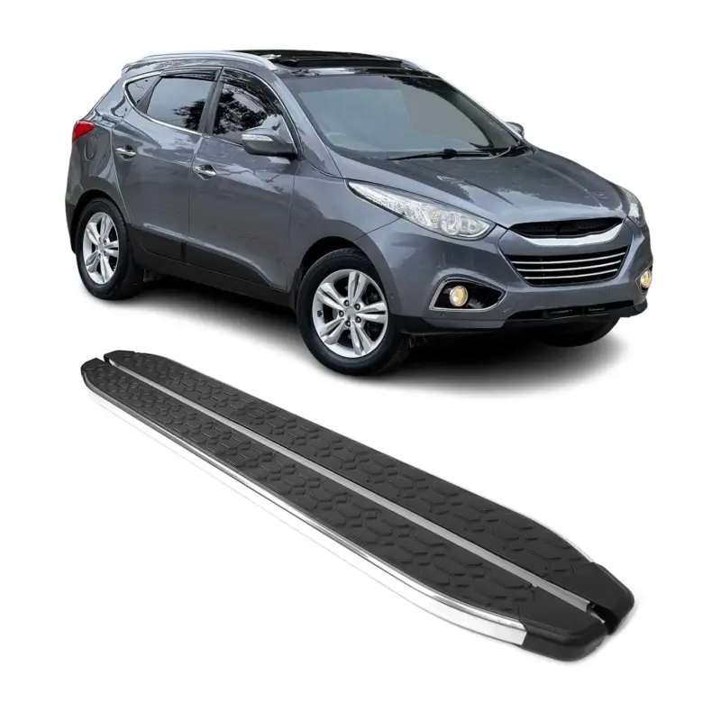 Solange Der Vorrat Reicht Trittbretter Seitenschweller für Hyundai ix35 2010-2015 Edelstahl Schwarz Silber