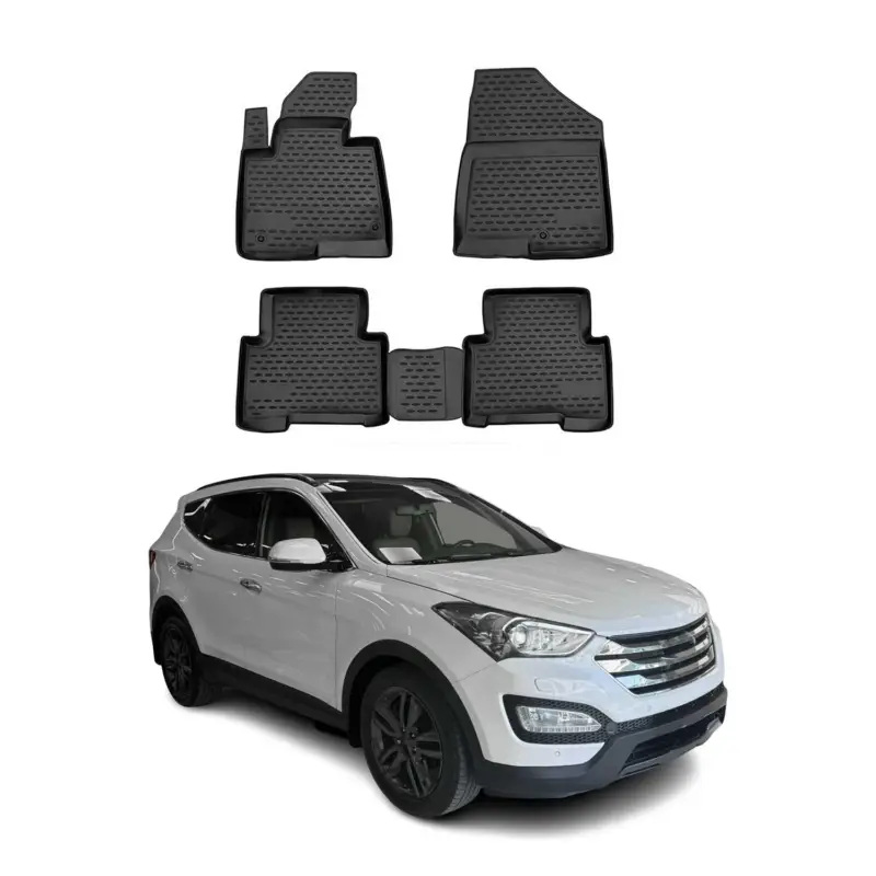 OMAC Gummimatten Fußmatten für Hyundai Santa Fe 2012-2020 TPE Matten Schwarz 4x Direkt Vom Hersteller