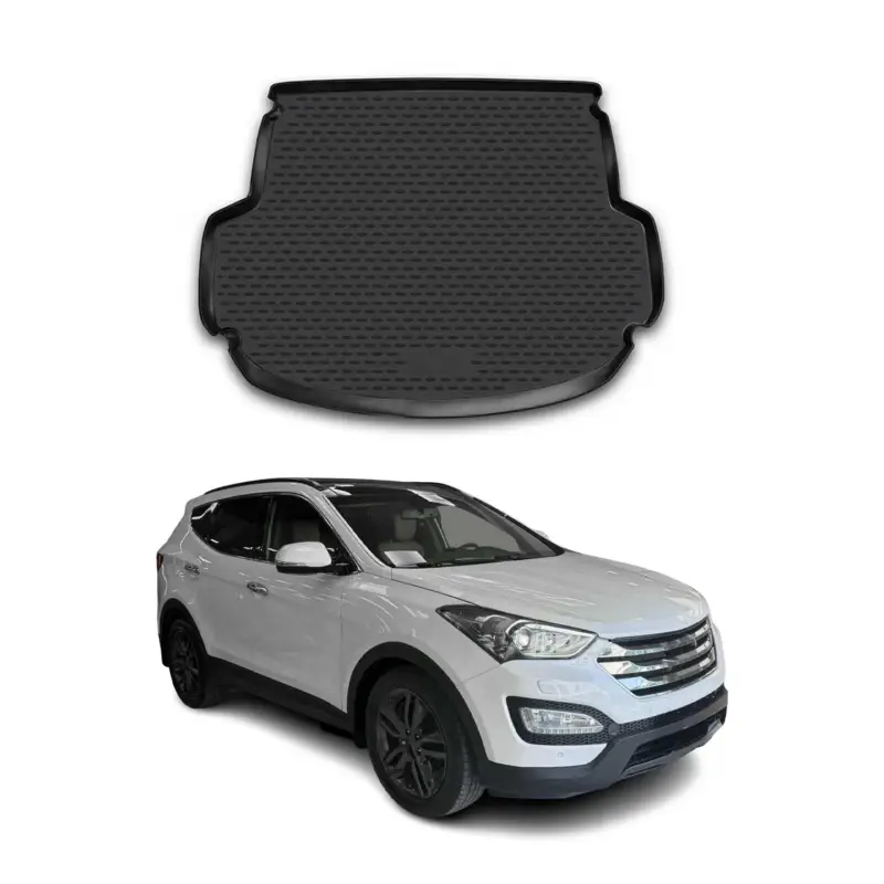 Kofferraummatte Kofferraumwanne für Hyundai Santa Fe 2013-2018 Gummi TPE Schwarz Garantierte Lieferung