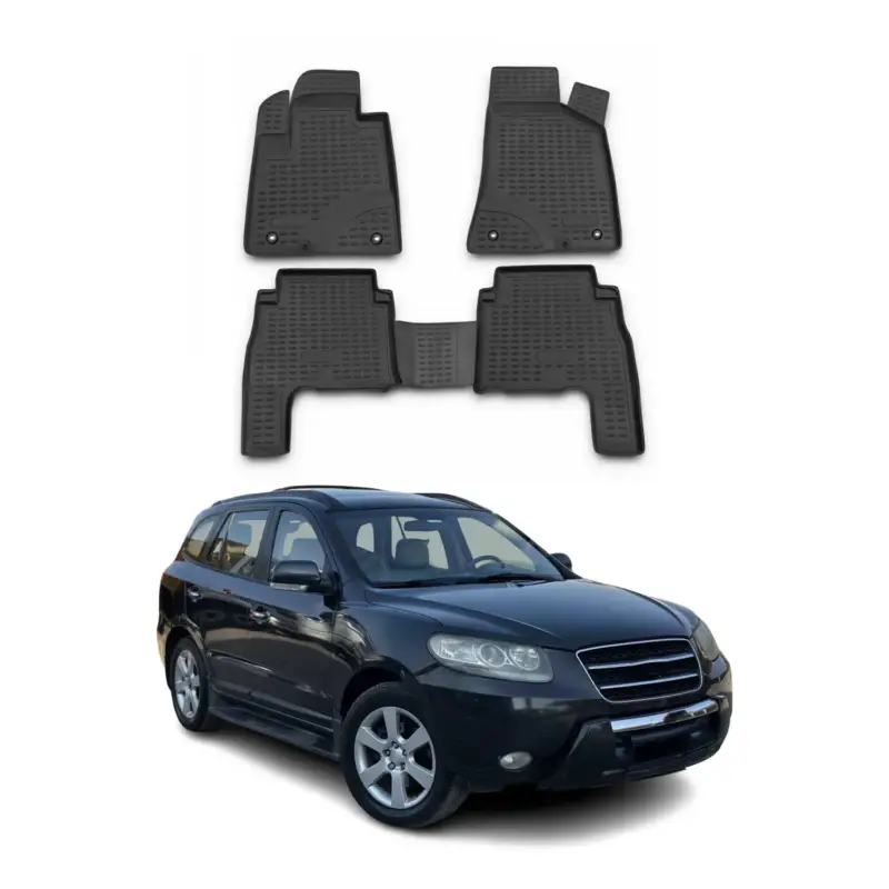 OMAC Gummimatten Fußmatten für Hyundai Santa Fe II 2006-2010 Pre-FL TPE Schwarz Ausverkauf