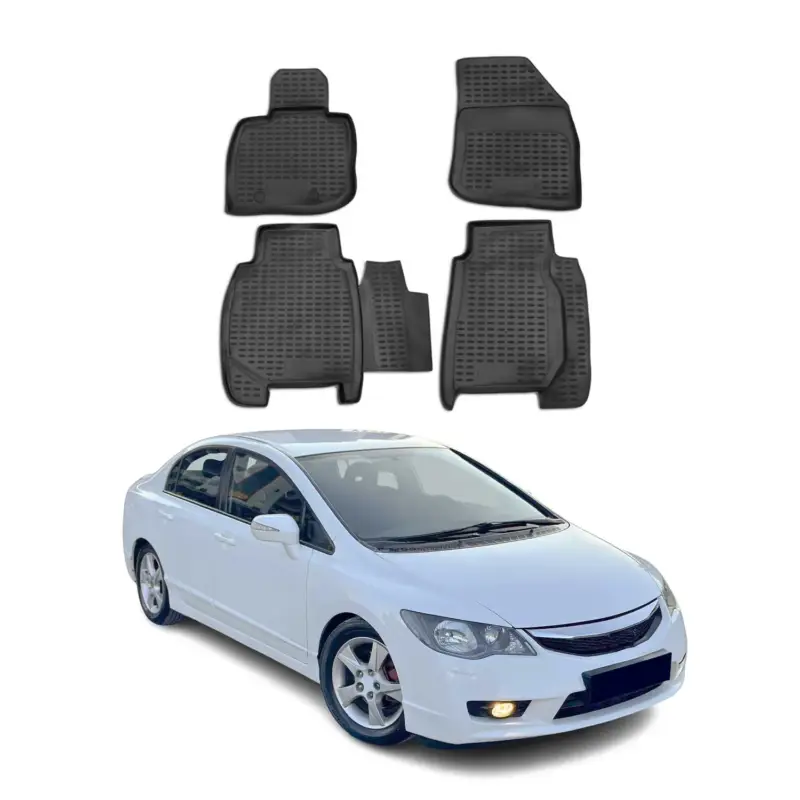 Expressversand OMAC Gummimatten Fußmatten für Honda Civic 2005-2011 5tür TPE Matten Schwarz 4x
